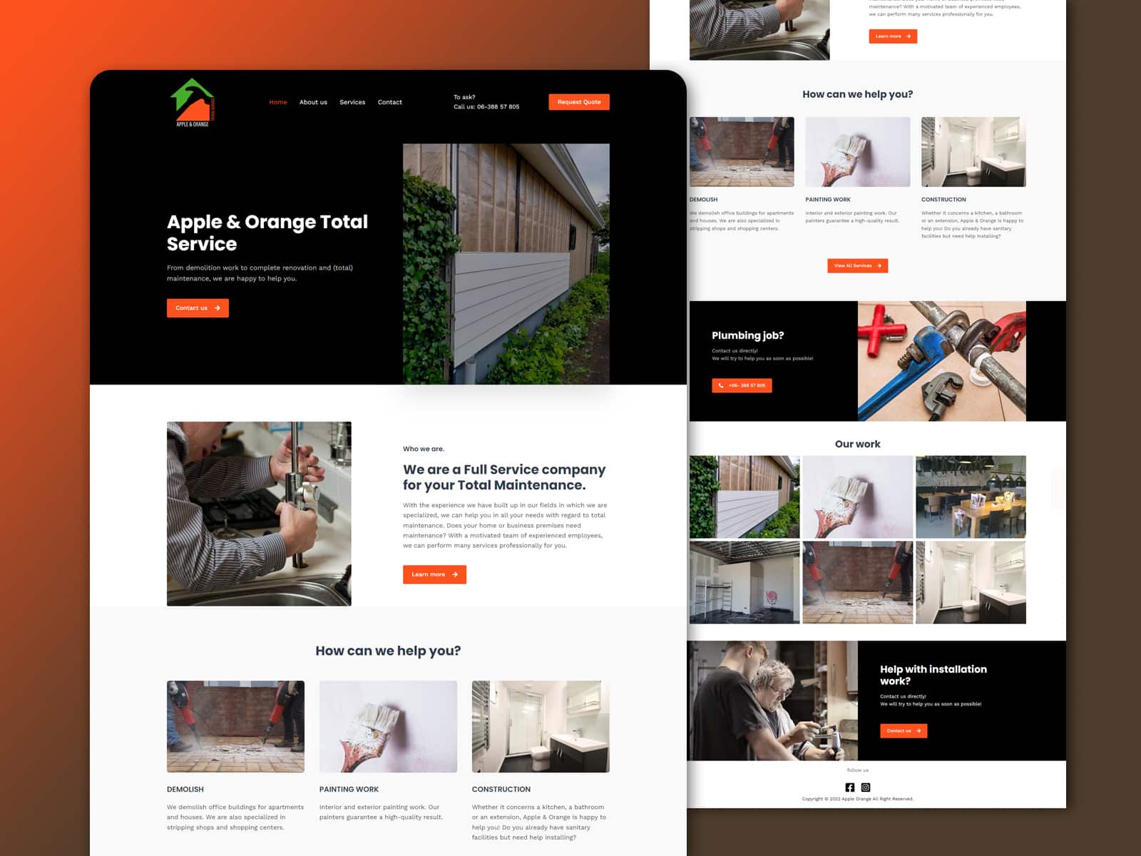 Best Construction Website Design For Apple & Orange
