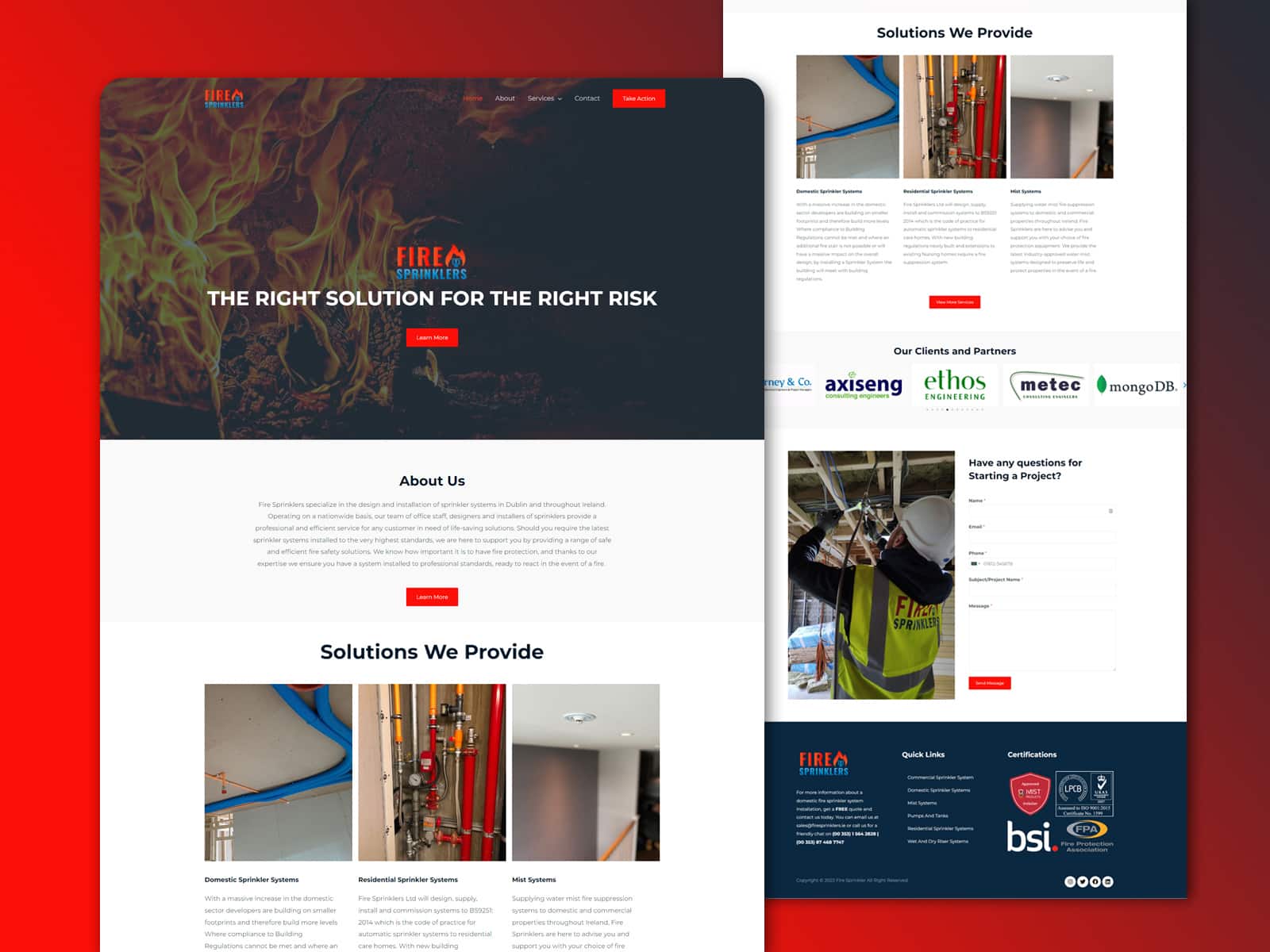 Fire Dept Website Design For Fire Sprinklers