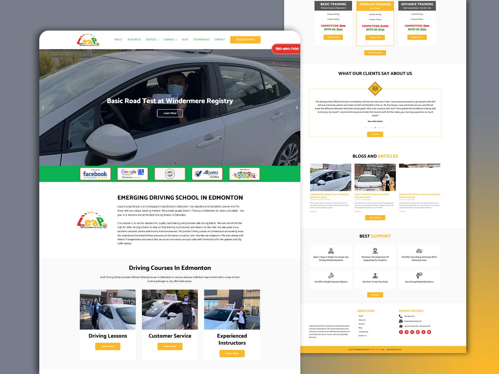 Leap Driving School Website Design