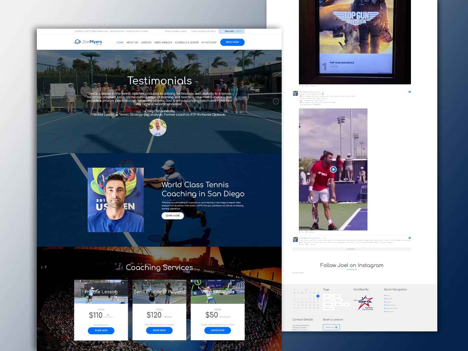 Tennis Website Design For Joel Mayers