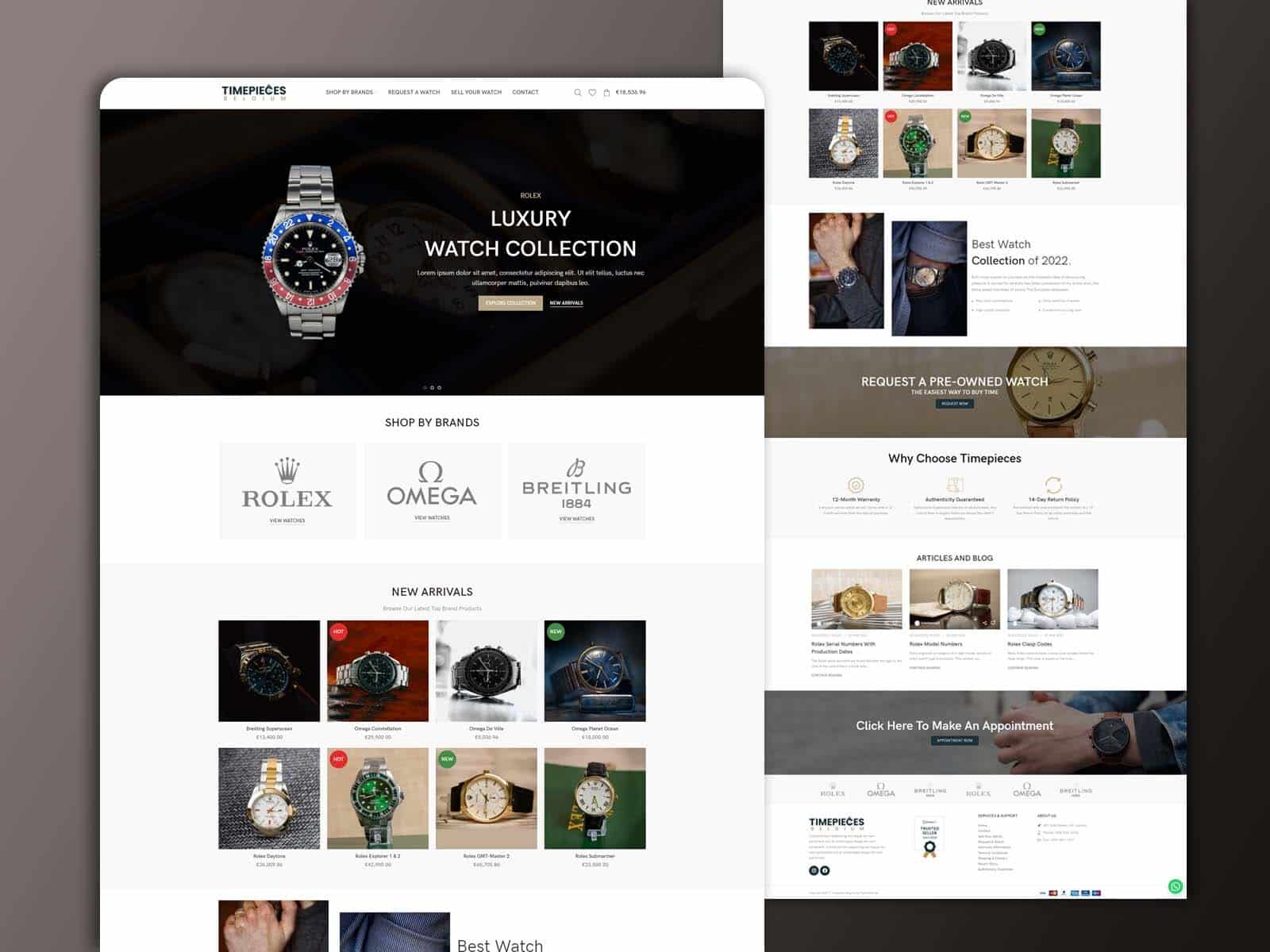 Luxury Watch eCommerce Website Design for Timepiece